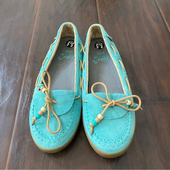 Vans Off The Wall Women's The Original Surf Siders Turquoise Size 5.5 - Picture 2 of 8